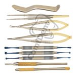 Micro surgery instruments set of 9 pcs w/ cassette